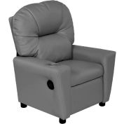 Relaxzen Youth Recliner with Cup Holder and Dual USB - PU Leather - Gray