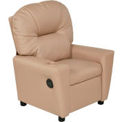 Relaxzen Youth Recliner with Cup Holder and Dual USB - PU Leather - Beige
