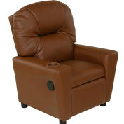 Relaxzen Youth Recliner with Cup Holder and Dual USB - PU Leather - Brown
