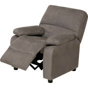 Relaxzen Youth Recliner with Storage Arms and Dual USB - Microfiber - Gray