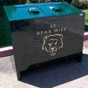BearSaver BE Series 140 Gal. Animal Resistant Double Recycling Receptacle -Green