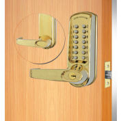Codelocks Mechanical Lockset w/Grade 1 Cyl Chassis, CL610-CC-PB, EZ Code Change, Polished Brass