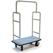 CSL HD Square Bellman Cart 2599BK-080-GRY Stainless, Gray Carpet, Black Bumper, 8" Semi-Pneumatic