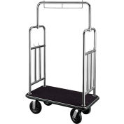 CSL HD Square Bellman Cart 2799BK-010-BLK Stainless, Black Carpet, Black Bumper 8" Pneumatic