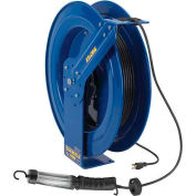 Coxreels EZ-PC24-0016-D Safety Spring Rewind Power Cord Reel Fluor Angle Light,100' Cord 16AWG