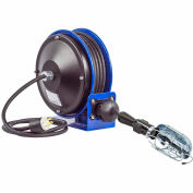 Coxreels PC10-3016-E Compact Efficient Heavy Duty Power Cord Reel w Incand Caged Drop Light w/ Tap
