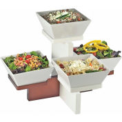 Cal-Mil 3024-55 Luxe Multi Level 4 Bowl Display White and Stainless Steel 20"W x 16"D x 13-1/2"H