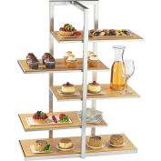Cal-Mil 3304-60 Bamboo Multi Level Shelf Display with Silver Stand 28-1/2"W x 13-1/2"D x 36-1/2"H
