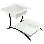 Cal-Mil PP302-13 Prestige Porcelain 2 Tier Curved Metal Display 10"W x 17"D x 9"H Black