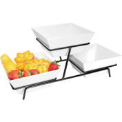 Cal-Mil SR2030-13 2 Tier Metal Wire Stand For 3 Bowls Black 9"W x 25"D x 11"H