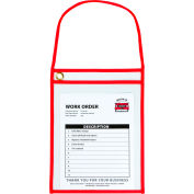 C-Line® Shop Ticket Holder with Strap, Stitched, Red, 9" x 12", 15/Box