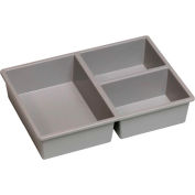 Certwood Stortray Insert CE4001 - 3 Division Short 7-7/8"L x 11-1/4"W x 2-3/8"H Light Gray - Pkg Qty 10