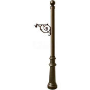 Lewiston Post with Support Brace, Decorative Fluted Base & Ball Finial, (No Mailbox), Bronze
