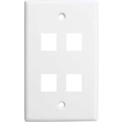 Vertical Cable, 304-J2642/4P/WH, Quad (4) Port Keystone Wall Plate (Flush) White