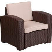 Flash Furniture® All Weather Faux Rattan Chair, Chocolate Brown w/ Beige Cushions