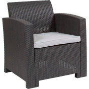 Flash Furniture® All Weather Faux Rattan Chair, Dark Gray w/ Light Gray Cushion