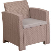 Flash Furniture® All Weather Faux Rattan Chair, Light Gray w/ Gray Cushion