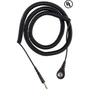 Desco Coil Cord 20 Ft 09682 Thermoplastic Elastomer Snap Socket - Black