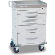Detecto® Rescue Series General Purpose Medical Cart, White Frame with 6 White Drawers