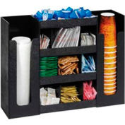 Dispense Rite Cup, Lid & Condiment Organizer, 6 Sections, Black - DLCO-5BT