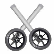 Universal 5" Walker Wheels, Silver Tubing, Gray Tire and Silencer, 1 Pair