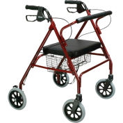 Heavy Duty Bariatric Rollator Walker with Large Padded Seat, Red