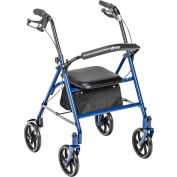 Drive Medical 10257BL-1 Four Wheel Walker Rollator with Fold Up Removable Back Support, Blue