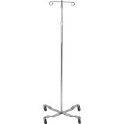 Drive Medical 13033 Economy Removable Top IV Pole, Chrome Plated Steel, 2 Hook, 40"- 82" Height