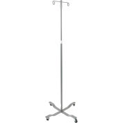 Drive Medical 13033SV Economy Removable Top IV Pole, Silver Vein, 2 Hook, 40&quot;- 82&quot; Height