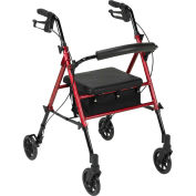 Drive Medical Adjustable Height Rollator with 6" Casters, Red