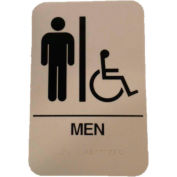 Don Jo HS-9050-01 - Men's/Handicap ADA Sign, 6" x 9", Tan With Raised White Lettering - Pkg Qty 10