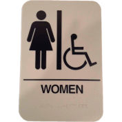 Don Jo HS - 9050-05 - Women's/Handicap ADA Sign, 6" x 9", Tan With Raised White Lettering - Pkg Qty 10
