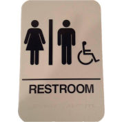Don Jo HS - 9050-32 - Women's/Men's/Handicap ADA Sign, 6" x 9", Tan With Raised White Lettering - Pkg Qty 10