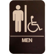 Don Jo HS 9060 01 - Men's Handicap ADA Sign, 6" x 9", Brown With Raised White Lettering - Pkg Qty 10