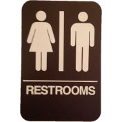 Don Jo HS 9060 03 - Restrooms ADA Sign, 6" x 9", Brown With Raised White Lettering - Pkg Qty 10