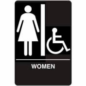 Don Jo HS 9060 05 - Women's/Handicap ADA Sign, 6" x 9", Brown With Raised White Lettering - Pkg Qty 10