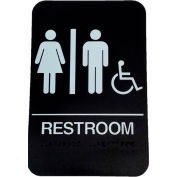 Don Jo HS 9060 32 - Women's/Men's Handicap ADA Sign, 6" x 9", Brown With Raised White Lettering - Pkg Qty 10