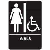 Don Jo HS 9070 08 - Girl's/Handicap ADA Sign, 6" x 9", Blue With Raised White Lettering - Pkg Qty 10