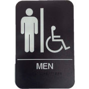 Don Jo HS 9090 01 - Men's/Handicap ADA Sign, 6" x 9", Black With Raised White Lettering - Pkg Qty 10