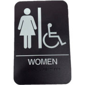 Don Jo HS 9090 05 - Women's/Handicapped ADA Sign, 6" x 9", Black With Raised White Lettering - Pkg Qty 10