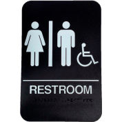 Don Jo HS 9090 32 - Women's/Men's/Handicap ADA Sign, 6" x 9", Black With Raised White Lettering - Pkg Qty 10