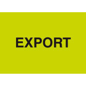Shipping Labels w/ "Export " Print, 5"L x 3"W, Fluorescent Green, Roll of 500