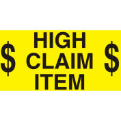 Shipping Labels w/ "High Claim Item" Print, 5"L x 3"W, Bright Yellow & Black, Roll of 500