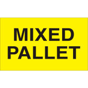 Labels w/ "Mixed Pallet" Print, 5"L x 3"W, Bright Yellow, Roll of 500