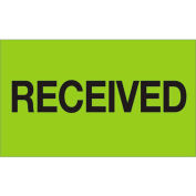 Receiving Labels w/ "Received" Print, 5"L x 3"W, Fluorescent Green, Roll of 500