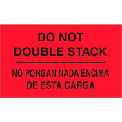 "Do Not Double Stack" Print Bilingual Labels, 5"L x 3"W, Fluorescent Red, Roll of 500