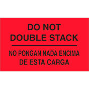 "Do Not Double Stack" Print Bilingual Labels, 5"L x 3"W, Fluorescent Red, Roll of 500