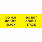Paper Labels w/ "Do Not Double Stack" Print, 3"L x 10"W, Bright Yellow & Black, Roll of 500