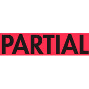 Shipping Labels w/ "Partial" Print, 3"L x 2"W, Fluorescent Red, Roll of 500
