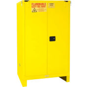 Global Industrial Flammable Cabinet W/ Legs, 90 Gallon Self Close Double Door, 43"Wx34"Dx69"H